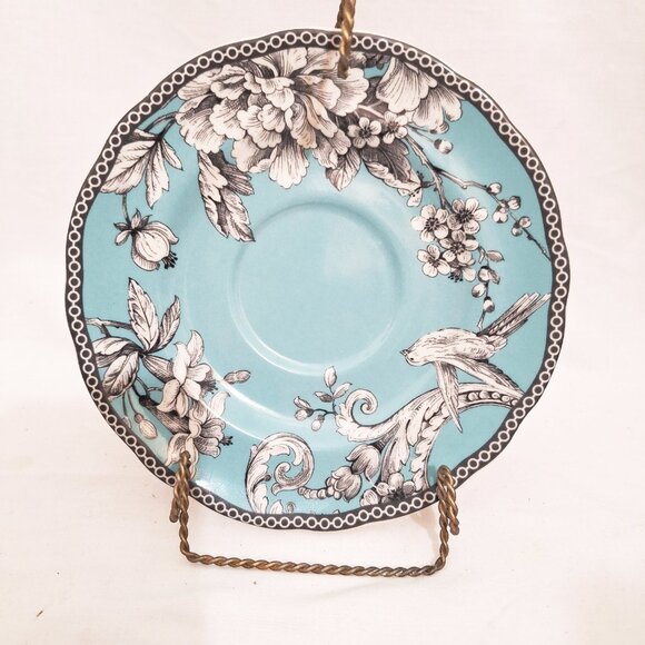 222Fifth Footed Tea Cup & Saucer Adelaide Turquoise - Picture 3 of 5